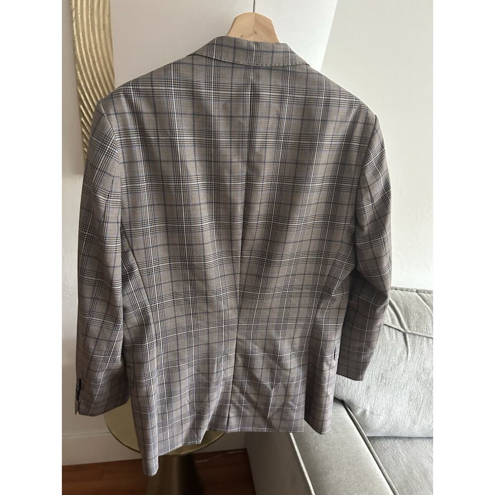 REDA Italy Mens 40 Blazer Sport Coat Brown Blue Plaid Wool Preppy - Picture 6 of 16